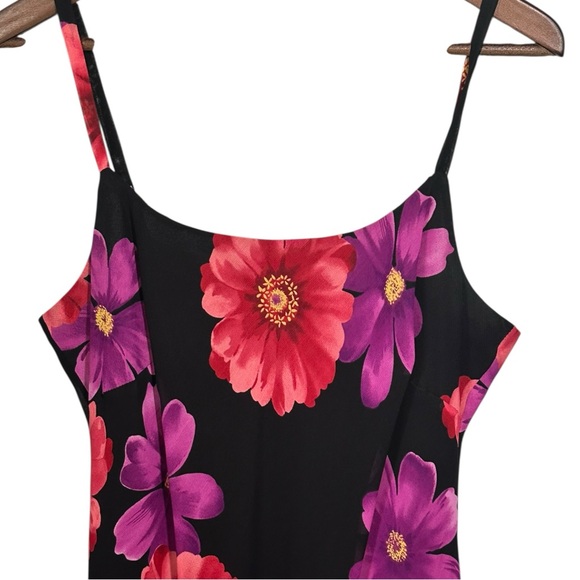 Vtg 90s Y2K Dark Floral Midi Slip Dress Sz 10 Fairy Coquette Grunge Phoebe Bloom - Picture 3 of 12